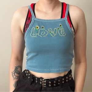 LOVE cotton embroidered crop top